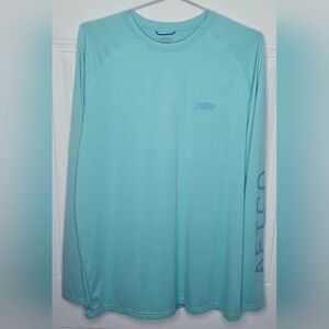 AFTCO Teal Large Long Sleeve UV Fishing Shirt.